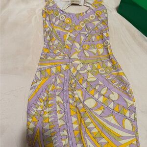 Emilio Pucci Vibrant Yellow and Lavender Midi Dress